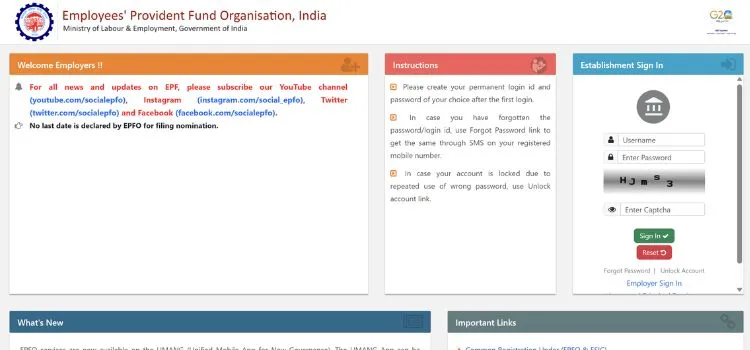 epfo employee login