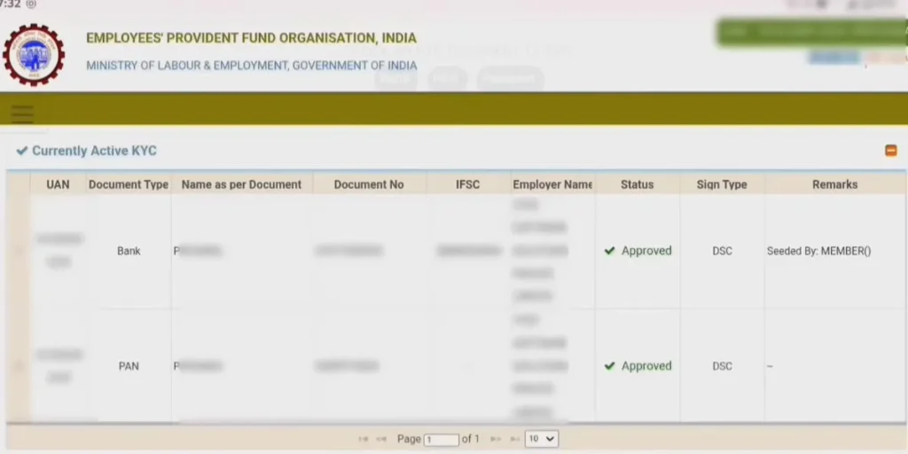 PF Balance kyc check